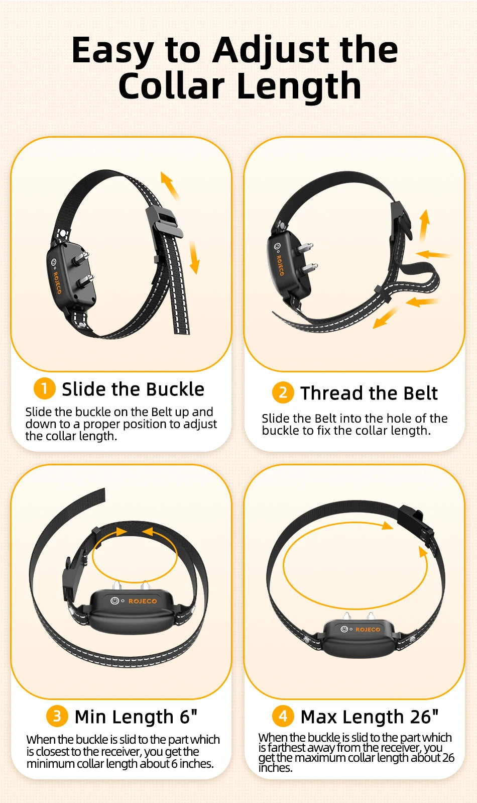ROJECO Rechargeable Dog Training Collar with Remote